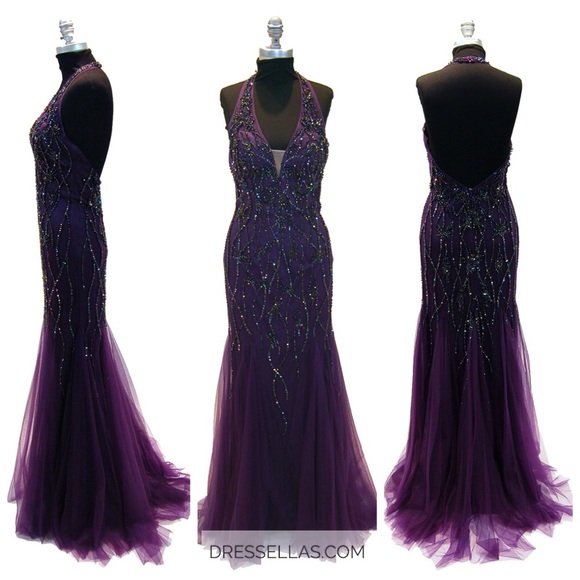 NWT! Beaded halter prom dress! - Picture 1 of 2